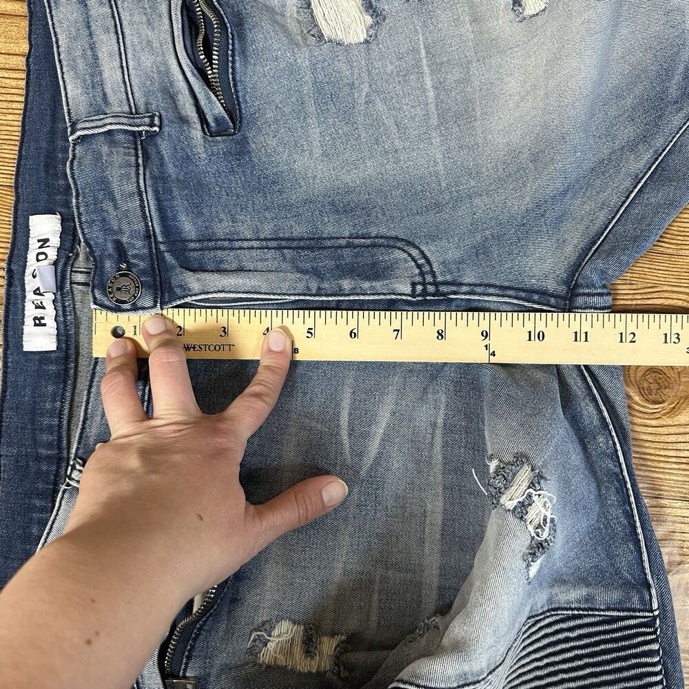 Reason Denim Jeans Distressed Mulberry Moto Jeans Men’s Size 40 Hand Crafted - Picture 9 of 16